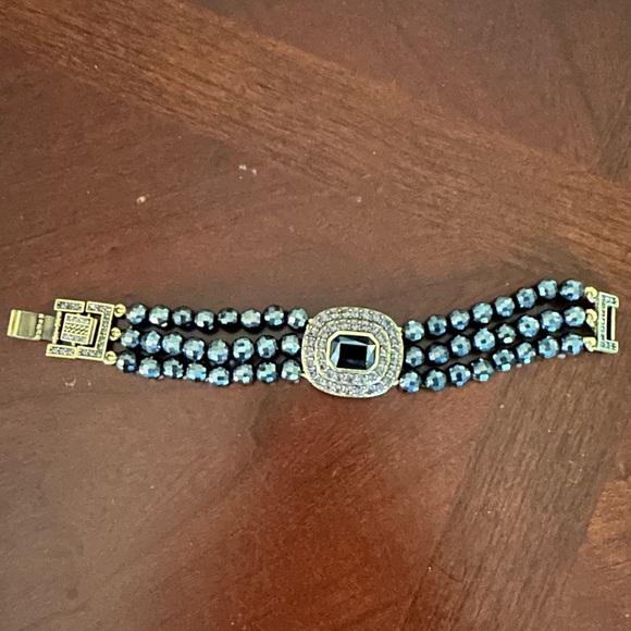 Vintage Heidi Daus "Tailored to Please" Set Black Crystal Bracelet Signed - Picture 2 of 8